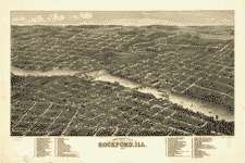 Birds eye view of the city of Rockford, Ill. 1880. Beck & Pauli 
