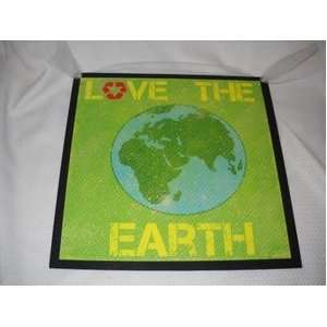 Love the Earth Wooden Teen Girls Wall Decor Signs Globe Recycle Plant 