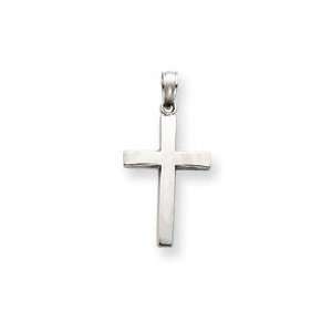  Beveled Cross Charm in 14k White Gold Jewelry