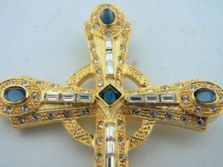 Bishops Clergy Pectoral Cross Gold Blue Miraculous Saint Mary Stone 