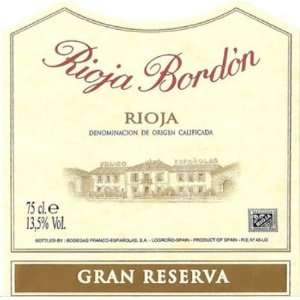    Espanolas Rioja Bordon Gran Reserva 750ml Grocery & Gourmet Food