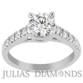 75 TCW 14k White Gold Round Cut Diamond Engagement Ring Certified 