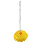 Bathroom Suction Cup Drain Plastic Toilet Plunger Clear Yellow w 