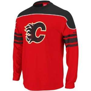  Reebok Calgary Flames Shootout Long Sleeve T Shirt Sports 