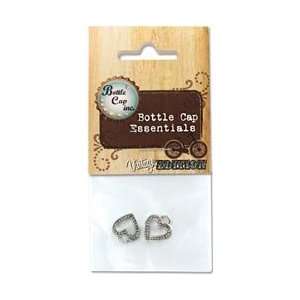   Bottle Cap Charms 2/Pkg Beaded Heart; 5 Items/Order Arts, Crafts