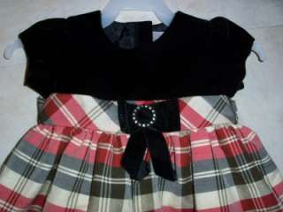 Infant/toddler girls size 18m black/red plaid dress  