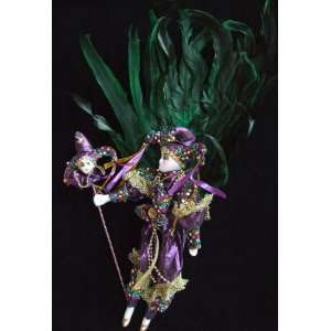  New Orleans Mardi Gras Doll Mask Feathers Elaborate Large 