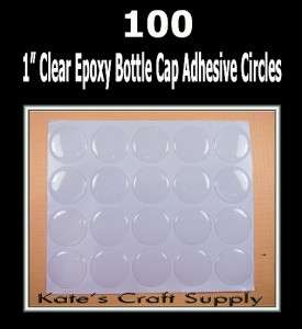 100 1 CLEAR EPOXY BOTTLE CAP ADHESIVE CIRCLES STICKERS  