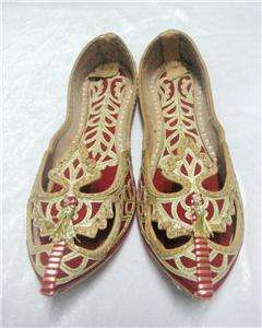 Boho Gypsy Vintage INDIA ethnic leather embroidery Ballet flats 