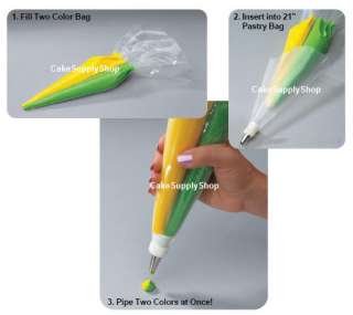 TWO COLOR PASTRY & CAKE DECORATING ICING PIPING BAGS NW  
