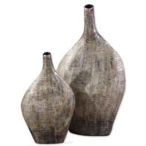    Uttermost Set of 2 Textured Ceramic Tatia Vases