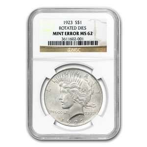  1923 Peace Dollar MS 62 NGC 80 Degree CW Rotated Rev. Mint 