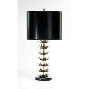   Lamp, Golden Patina Finish with Black Paper Shade