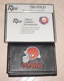 Cleveland Browns Leather Wallet Tri fold Embroidered Logo NFL  