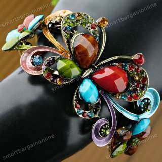 Rhinestone Crystal Resin Multicolor Butterfly Bracelet Bangle Women 