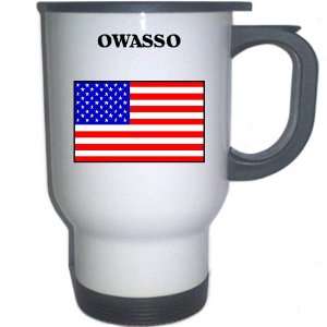  US Flag   Owasso, Oklahoma (OK) White Stainless Steel Mug 