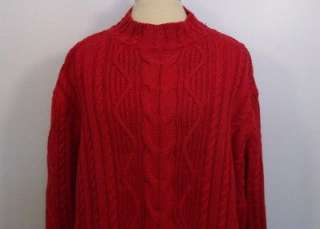 TALBOTS Red Cotton Cable Knit Mock Turtleneck Sweater   Sz 2X  