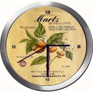  MARTZ 14 Inch Coffee Metal Clock Quartz Movement Kitchen 