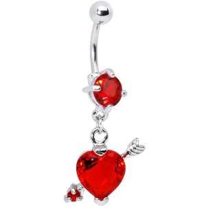  Red Cubic Zirconia Part of My Heart Belly Ring Jewelry