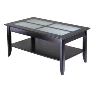 Syrah Espresso Wood Accent Coffee Table Frosted Glass  