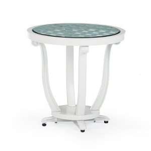  Glen Isle Glass overlay Outdoor Side Table in White Finish 