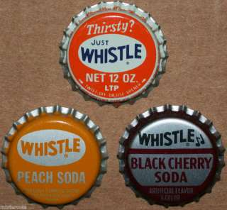 Soda pop bottle cap collection 3 different WHISTLE  