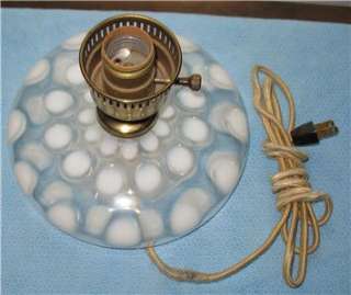 EAPG WHITE OPALESCENT FENTON COIN SPOT BOUDOIR PANCAKE LAMP  
