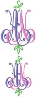 AN   NA #1 Machine Embroidery 2 Letter Monogram 4x4  
