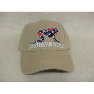    SOUTHERN STYLE Rebel Flag Hat Tan Baseball Cap 