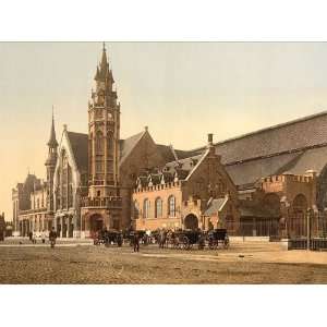  Vintage Travel Poster   The station Bruges Belgium 24 X 18 