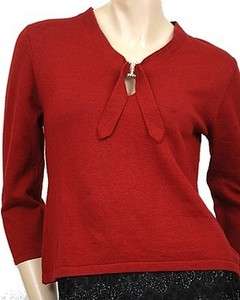 New April Cornell Diamond V Neck Womens Sweaters Red Size S  