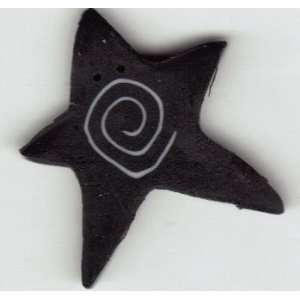  Extra Large Black Swirly Star   Button 
