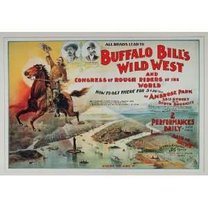 1976 Print Buffalo Bill Wild West Show Brooklyn NYC   1976 Color Print 