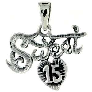  925 Sterling Silver Quinceanera Sweet 15 Talking Pendant 