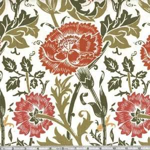  54 Wide Mingei Floral White/Red Fabric By The Yard Arts 