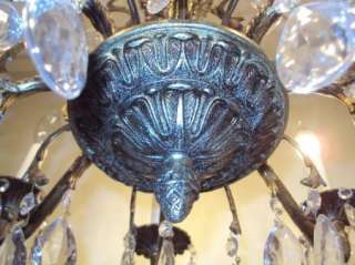 Antique Vintage Brass Crystal Chandelier 8 Light Hollywood Regency 