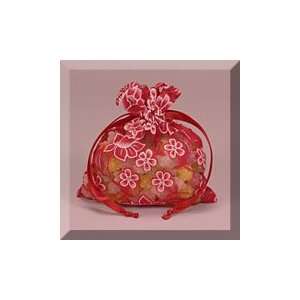  12ea   5 X 6 1/2 Indian Red Faux Burnout Floral Bag 