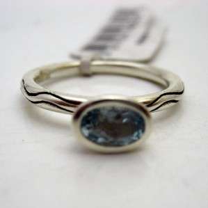 BRIGHTON sterling silver 925 ring stack band aquamarine blue crystal 