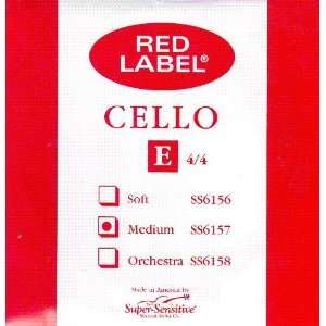 Super Sensitive Cello E Red Label 4/4 Size Medium Nickel, SS615 4/4M