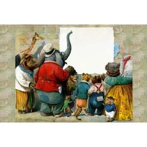  Exclusive By Buyenlarge Animals at the Wall 12x18 Giclee 