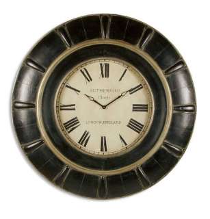 Rudy Brown Leather London Ivory Face Round Wall Clock  