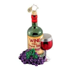  RADKO WINE TIME Cabernet Bottle Grapes Glass Ornament 