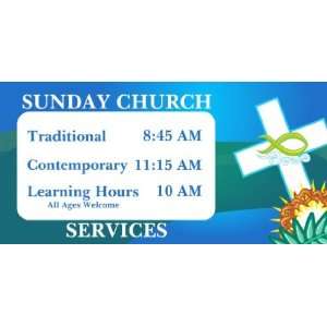  3x6 Vinyl Banner   Sunday Church Services Crown of Thorns 