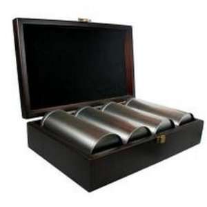 Loose Tea Wooden Gift Box with 4 cylindrical cans  Grocery 