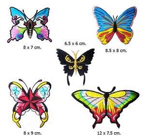 Lot 10 Iron Sew On Patch BUTTERFLY 5 Design x 2 pcs. Each Embroidered 