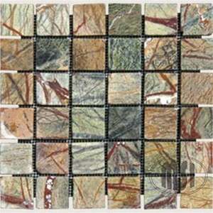 x2 Green Rain Forest Marble Slate Mosaic Tile Meshed 1 SQ.FT 