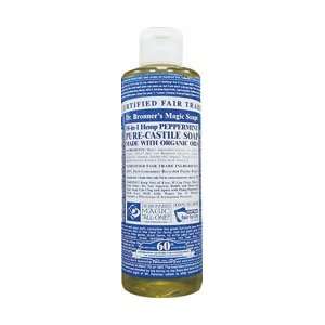 Organic Castile Liquid Soap Peppermint   Organic Liquid Soap, 8 oz,(Dr 