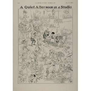  1923 Print Silent Film Studio Set Cartoon Loury UNUSUAL 