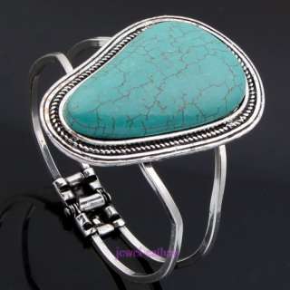 howlite turquoise blue teardrop bead chain strand cuff bracelet