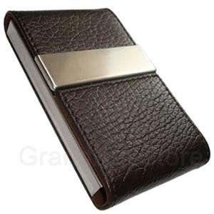 Leather Magnetic Business Credit Card Case Holder Brown  